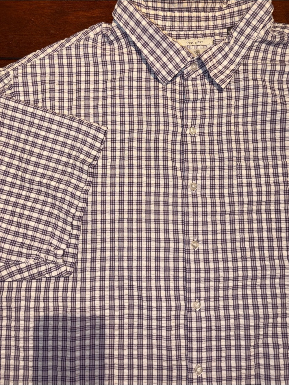 Oak Hill Men’s Cool & Dry Short-Sleeve Seersucker Plaid Lavender Shirt 4XLT